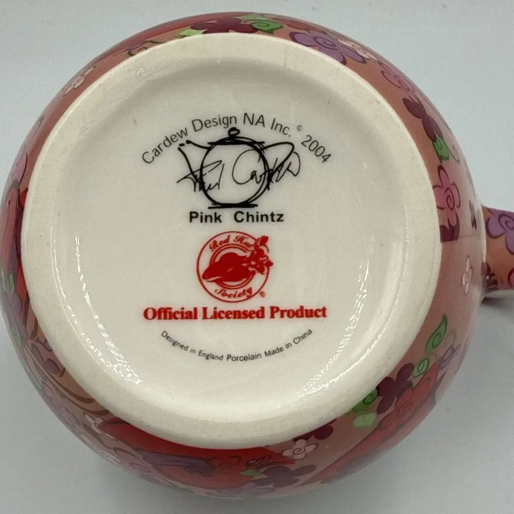 RED‎ HAT Society Paul Cardew 2004 Pink Chintz Floral Red Purple Creamer